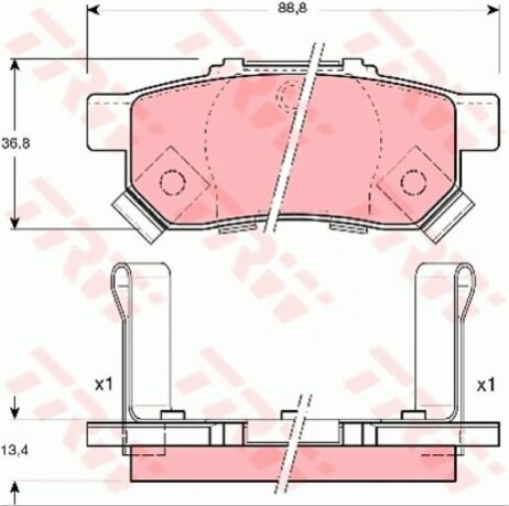 Juego de pastillas de freno originales TRW GDB3174 para eje trasero de HONDA - Imagen 3