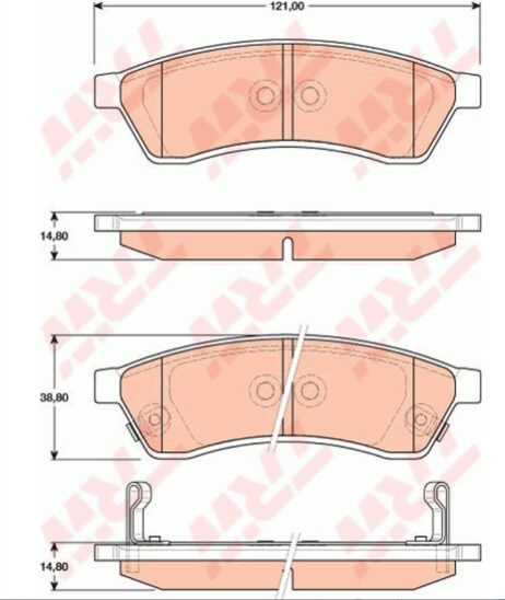 Juego de pastillas de freno originales TRW GDB4172 para eje trasero para DAEWOO CHEVROLET - Imagen 3