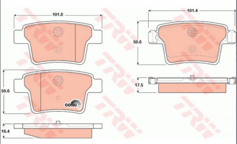 Nuovo set pastiglie freno TRW per asse posteriore GDB1665 originale per JAGUAR FORD - Immagine 3