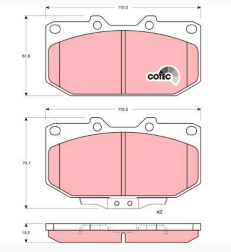 Conjunto de pastilhas de freio de eixo dianteiro TRW GDB1006 original novo para NISSAN - Imagem 3