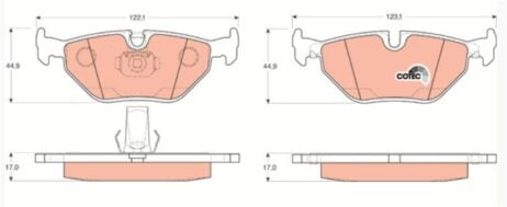 Conjunto de pastilhas de freio de eixo traseiro TRW GDB1265 original novo para BMW - Imagem 3