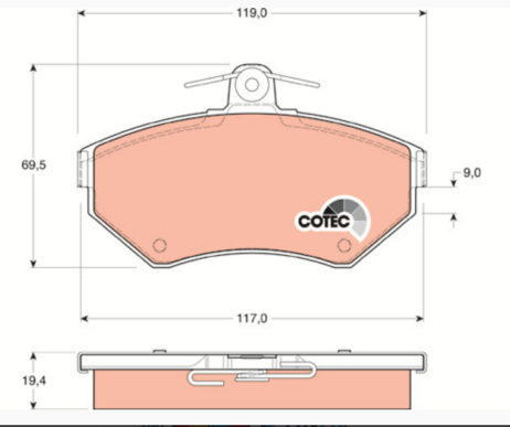 Conjunto de pastilhas de freio de eixo dianteiro TRW GDB1266 original novo para AUDI VW - Imagem 3