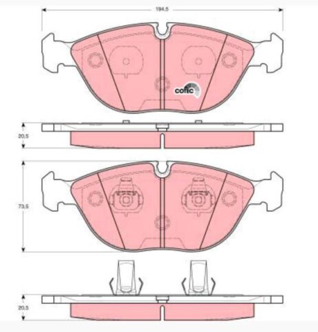 Conjunto de pastilhas de freio de eixo dianteiro TRW GDB1285 original novo para AUDI BMW MERCEDES-BENZ VW - Imagem 3