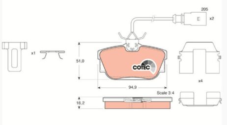 Conjunto de pastilhas de freio de eixo traseiro TRW GDB1326 original novo para FORD SEAT VW - Imagem 3