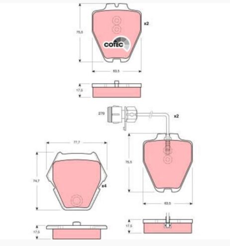 Conjunto de pastilhas de freio de eixo dianteiro TRW GDB1371 original novo para AUDI VW - Imagem 3