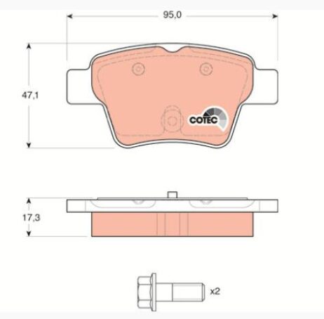 Conjunto de pastilhas de freio TRW eixo traseiro GDB1620 original novo para CITROËN PEUGEOT - Imagem 3